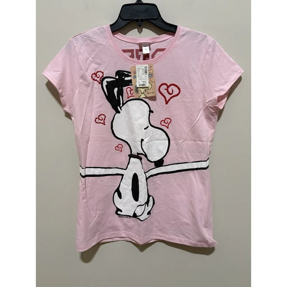 Justice Peanuts Snoopy Woodstock Pink Glitter Rhinestone T-Shirt Size 20 NWT